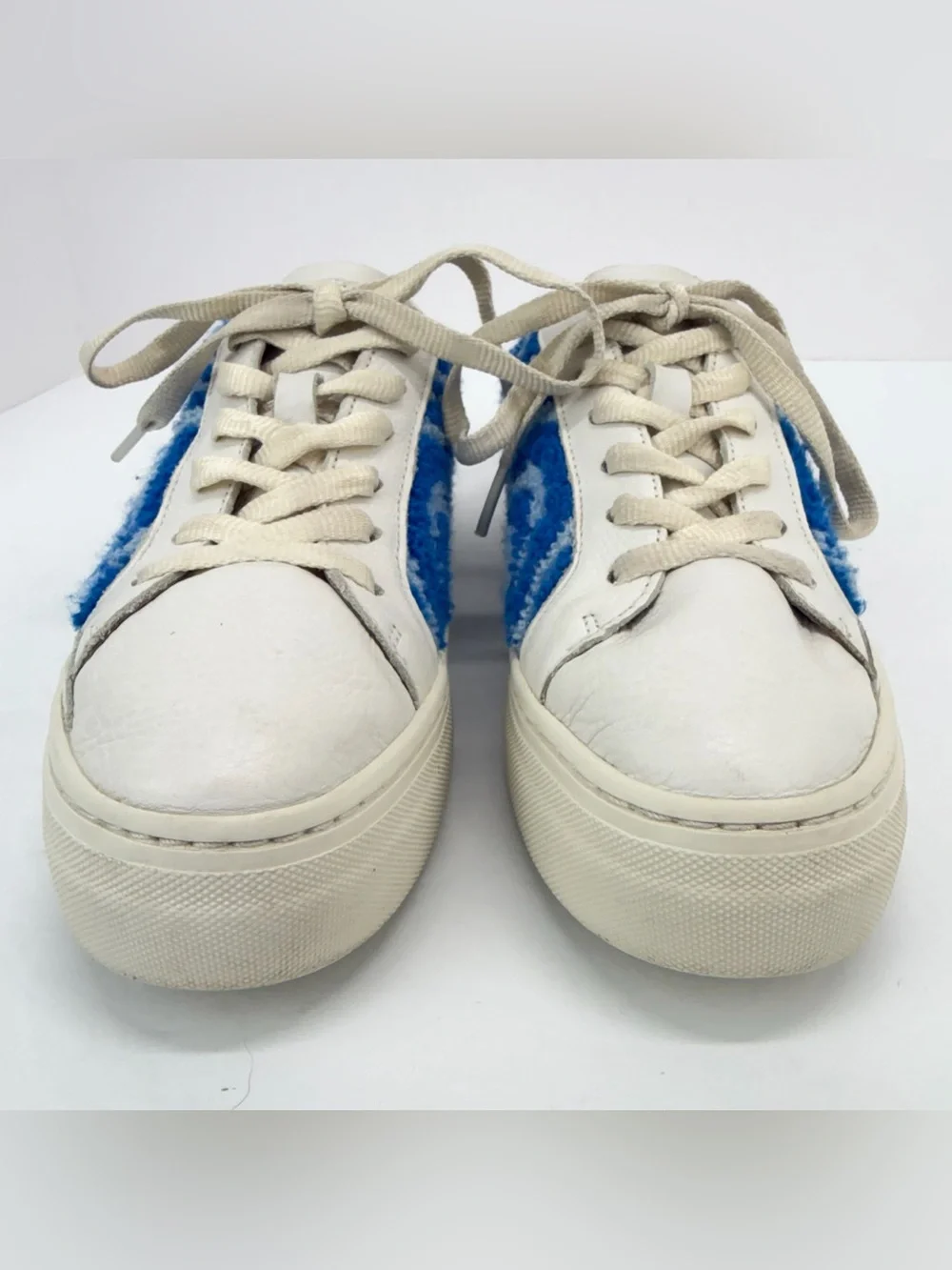 Soludos size 7.5 Women’s Blue Plush Psychedelic Spiral Ibiza Platform Sneakers